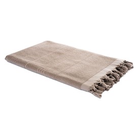 Carenesse 2 in 1 Hamamtuch 90 x 190 cm beige I Zweiseitiges Hamam Handtuch 100% Baumwolle: Glatt & Frottier I Pestemal/Fouta saugfähig & hygienisch I Hamam Strandtuch/Saunahandtuch kompakt