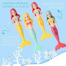 jiuhao Pool Diving Toys for Kids,4 Pcs Summer Fun Swimming Pool Dive Toy Mermaids for Girls Boys Pool Underwater Training Toys Diving Games Children's Gifts (Diving mermaid)
