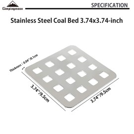 camping moon CAMPINGMOON Stainless Steel Coal Bed Charcoal Fire Grate Grill Grate 3.7x3.7-inch T-095