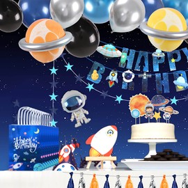 20PCS Outer Space Party Present Bags Astronaut Happy Bday Party Treat Bags with Handles Two the Moon Candy Bags for Space Man/Robot/Galaxy/UFO Theme Happy Birthday Baby Shower Party Decorations