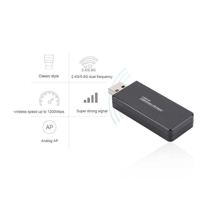 Mini Powerful 1200M Dual Frequency Wireless Network Card USB3.0 Interface