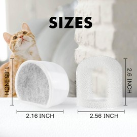 8 Pack Cat Water Fountain Filters Replacement, 4 Carbon Filters and 4 Foam Sponge Pre-Filter Fit for Multiple Ceramic and Stainless Steel Pet Fountains