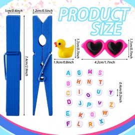 VioraWhite 40 Pieces Cheer Pins Spirit Clips Wooden Clothes Pins for Backpacks 20 Pcs Mini Resin Ducks 400 Pcs Colored Beads Clothes Pin Decorations for Team Gifts(Multicolor)