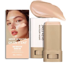 A 3-in-1combining Foundation Stick Beauty Balm Serum Boosted Skin Tint,Solid Tinted Moisturizing Serum Contour Foundation Face for Women,Natural Finish Makeup,Buildable Medium-to-Full Coverage(#04)