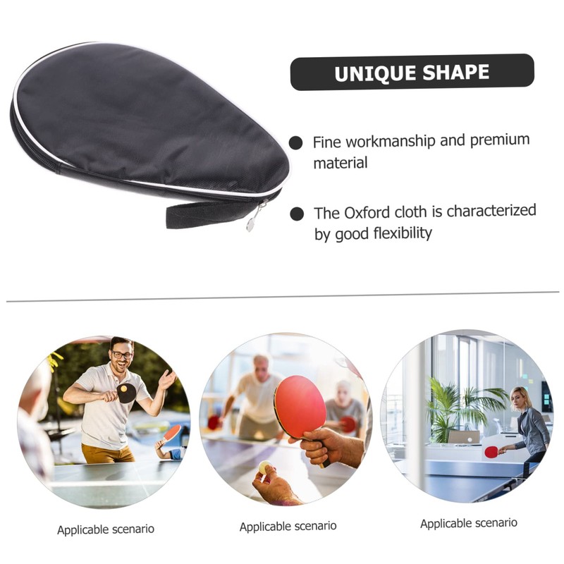 Black Half Round Pong Paddle Storage Bag 180-Degree Opening Compact