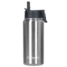 Coolparty Edelstahl-Wasserflasche mit Strohhalm 1L isolierte Wasserflaschen 32oz heißes kaltes Thermalwasser Kolben Doppelwandige Metall-Wasserflasche 1 Liter für Sport Camping