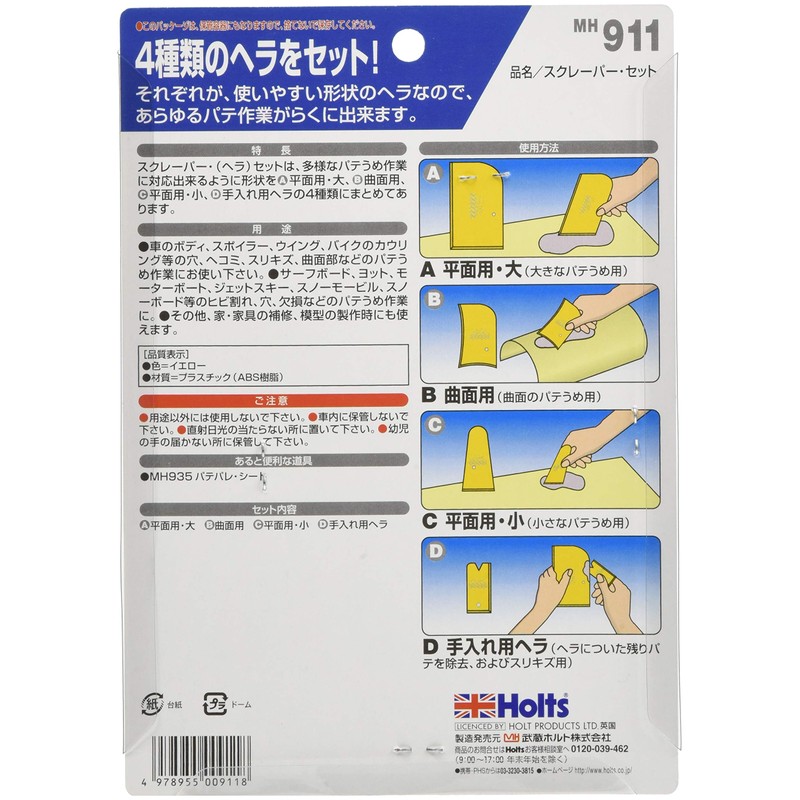 ホルツ 補修用品 パテ作業用へら スクレーパーセット Holts MH911