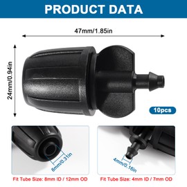 VooGenzek VooGenzek 10 Stücke Tropfbewässerungsarmaturen, Barbed Bewässerung Connector für 8/12 mm bis 4/7 mm, 2-Wege Barbed Garten Schlauch Verbinder, Bewässerung Verbinder, für Garten, Rasen