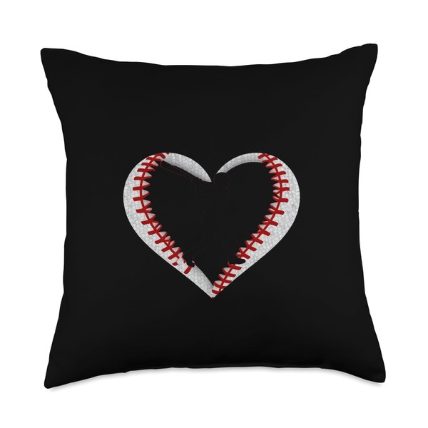 Baseball Heart Silhouette Throw Pillow