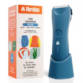 MERIDIAN The Trimmer Plus - Body Hair Trimmer & Waterproof Electric Shaver for Men and Women for Pubic Hair, Chest, Legs & Bikini Line, UBS-C Cable & Charging Dock Included, Ocean