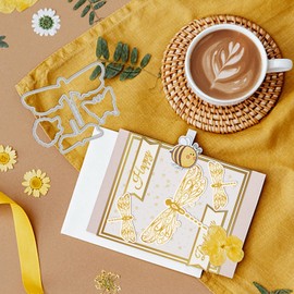 GLOBLELAND 2Pcs Dragonfly Cutting Dies and Hot Foil Plate Metal Butterfly Foil Plates and Die Cuts Embossing Stencils Set for Paper Card Making Decoration DIY Scrapbooking Album Craft Decor