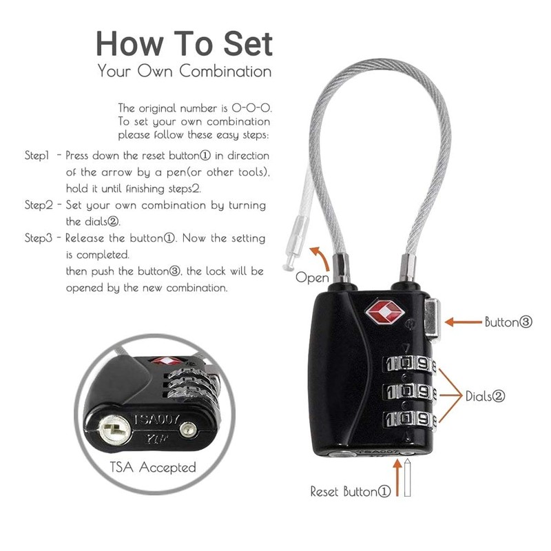 CFMOUR TSA Locks - 1, 2, 3, 4, 5, 6