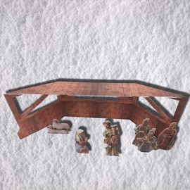 VictoryStore Yard Christmas Nativity Set: 3D Manger, Flat Manger Figurines Includes Mary, Joseph, Baby Jesus, Wisemen and Sheep, 14 Stakes per Set