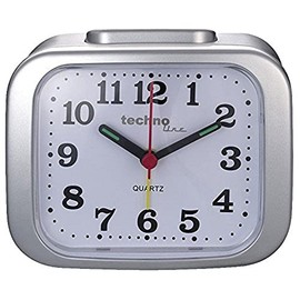 Technoline Quartz Alarm Clock Model XL Retro Alarm Clock Loud Alarm Clock Clear Display Silver