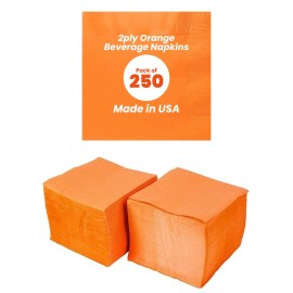Perfectware 2 Ply Orange Beverage Napkins- Pack of 250ct