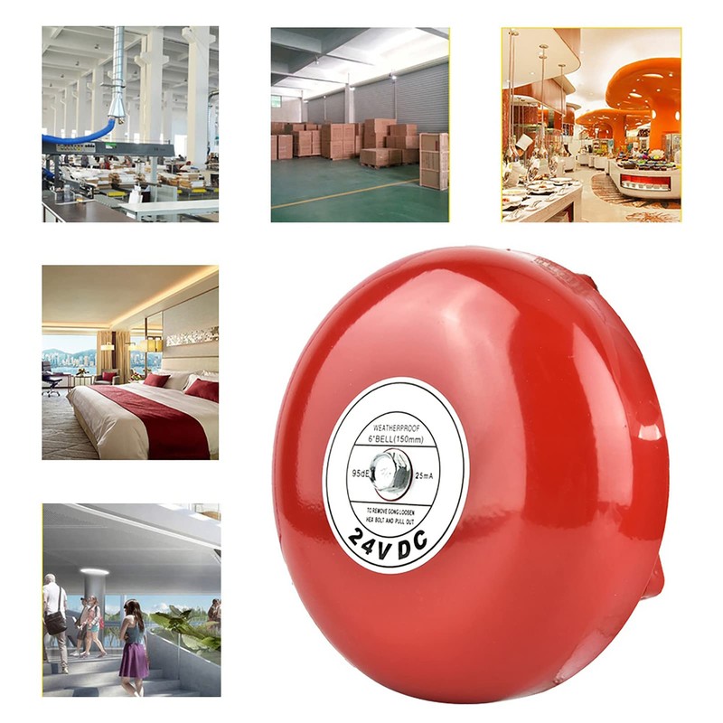 Fire School Safety Fire Alarm Bell, 24V Metal Round Alarm,