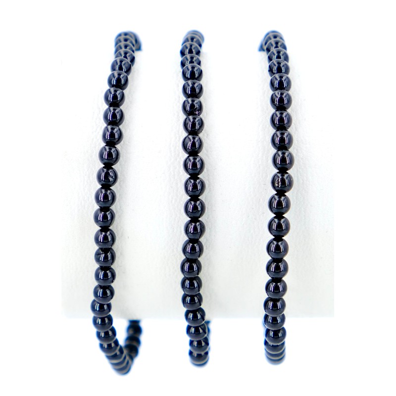 Taddart Minerals - Black Onyx Natural Gemstone Bracelet with 4mm