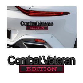 Ziciner Combat Veteran Edition Emblem, 3D Metal Raised Car Fender Badge Decal with Strong Adhesive, Universal Combat Veteran Letters Sticker Replacement for Car (Black & Red)
