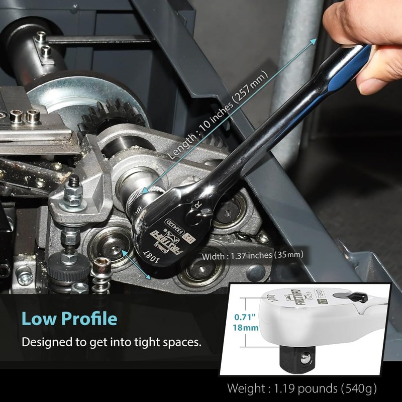 FIRSTINFO F32432D 1/2" Drive Ratchet Handle Wrench 108-Tooth Sealed Head