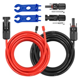 10AWG Solar Extension Panel Cable - 30FT Solar Wire with Waterproof Female and Male Connector and Solar Panel Adaptor Kit Tool PV Wire for RV, Home, Boat, Solar Panels(30feet Red + 30feet Black)