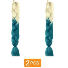 Traziewell Crochet Braids Hair Extensions Synthetic High Temperature Fiber Hair Extension for Crochet Twist Hair Accessories for Women Beige to Lake Blue 2027