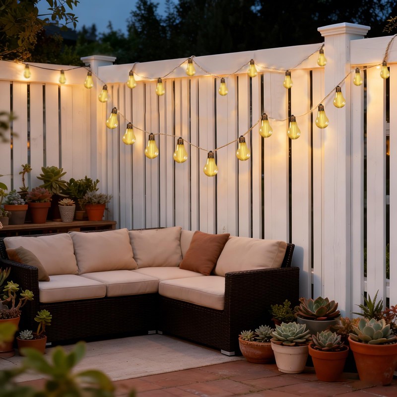 Solar String Lights Outdoor, 15.7FT Vintage Hemp Rope Patio Lights