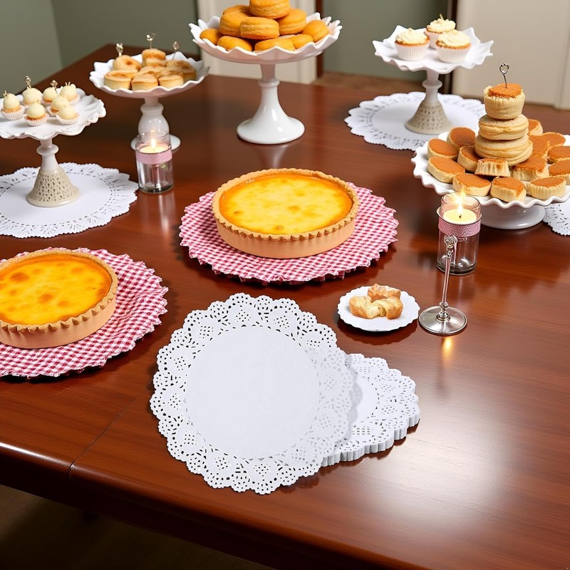 150 Pcs 6" White Lace Paper Doilies,Disposable Round Liners for