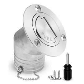 Boat Marine Deck Fill Filler Replacement Part Keyless Cap with Chain 316 Stainless Steel Mirror Polished Angled Neck Fuel Gas Tank Hardware for 2"(50mm) Tube