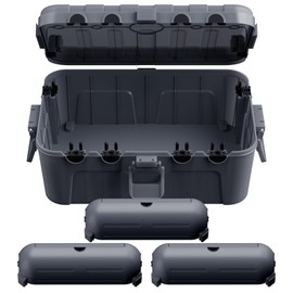 Flemoon Large Outdoor Electrical Box Waterproof, Bundled W/ 3 Compact Size Outdoor Extension Cord Cover for Outlet, Plug, Socket, Timer, Power Strip, Holiday Light Decoration, Gray