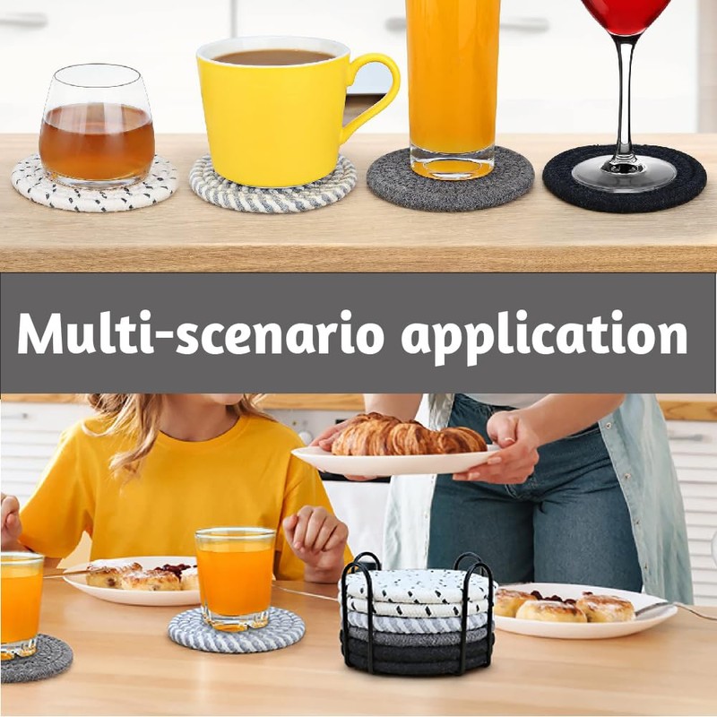 8 Pieces Coasters for Drinks,Braided Coasters Heat-Resistant for Home Coffee