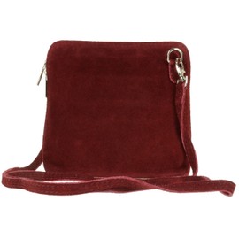 Girly HandBags Genuine Suede Cross Body Shoulder Bag - Burgundy(Size: W 17, H 17, D 8 cm (W 6, H 6, D 3 inches))