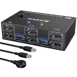 8K USB 3.0 Displayport KVM Switch 2 Monitors 2 Computers 8K@30Hz 4K@144Hz,MLEEDA Dual Monitor Displayport 1.4 KVM Switches with 4 USB 3.0 Port for USB Device,Wired Remote and USB Cables Included