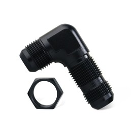8AN Male Flare 90 Degree Bulkhead Fitting Adapter with 8AN Nut Aluminum Black