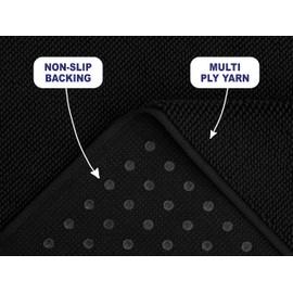 American Soft Linen Bath Rug, 17 in 24 in 100% Cotton Bath Mats Rugs for Bathroom, Non Slip Washable Shaggy Form Area Rugs, Black Bath Rug