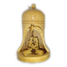 Olive Wood Christmas Bell Ornament Nativity Scene Set Handmade in Bethlehem Holy Land