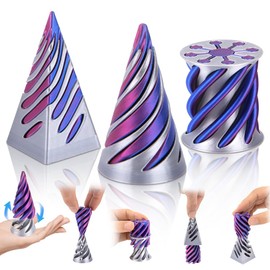 3PCS Spiral Cone Fidget Toys, Impossible Cone Fidget Toy, 3d Printed Fidget Toy,Impossible Pyramid Passthrough Sculpture Desk Physics Toys for Anxiety Stress Relief for Home Office School Kids&Adults