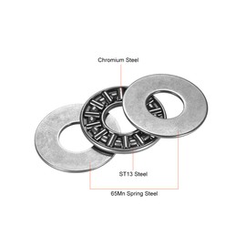 sourcing map 2 x AXK1024+2AS Needle Bearing with 2 Washers 10 mm ID 24 mm OD 4 mm Thick GCr15