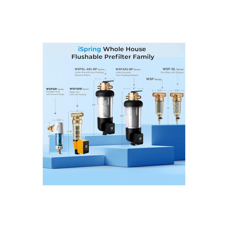iSpring WSP-500 Filtro de agua reutilizable de sedimentos para toda