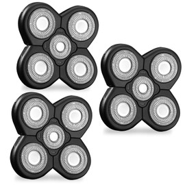 3PCS Head Shaver for freebird replacement blades, 5 Cutter Floating Head Waterproof Stainless Steel Blade for Bald Men Women Grooming, Head and Face Electric (Silver × 3)