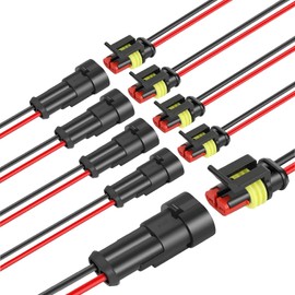 DONGFANGB Car Wire Connector 2 Pin Waterproof Connector 2 Pin Way Car Waterproof Electrical Connector Plug Wire Wiring Coupler (5 Kits)