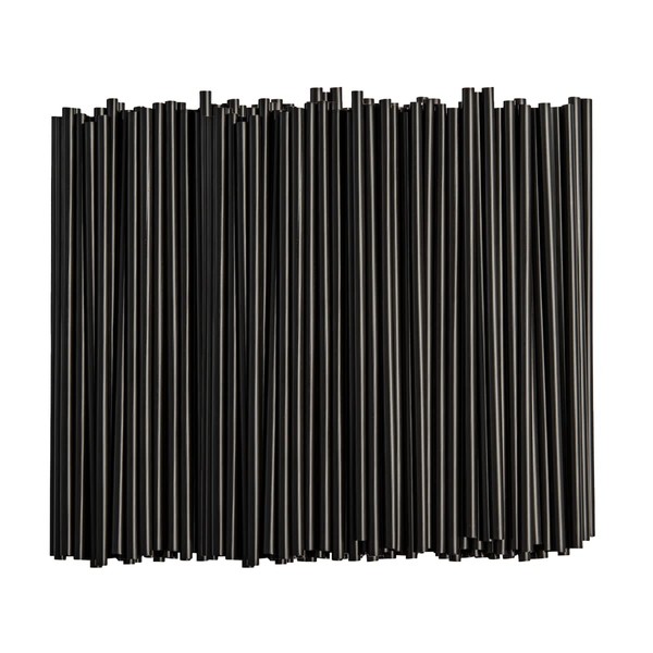 [250 Count] Black Disposable Plastic Drinking Straws - 7.75" High
