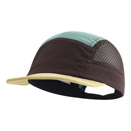 Gvatasz Mesh Short Brim Hats for Men Breathable 5 Panel Baseball Cap Summer Quick Dry Sports Hats Flat Brim Dad Hats,Coffee