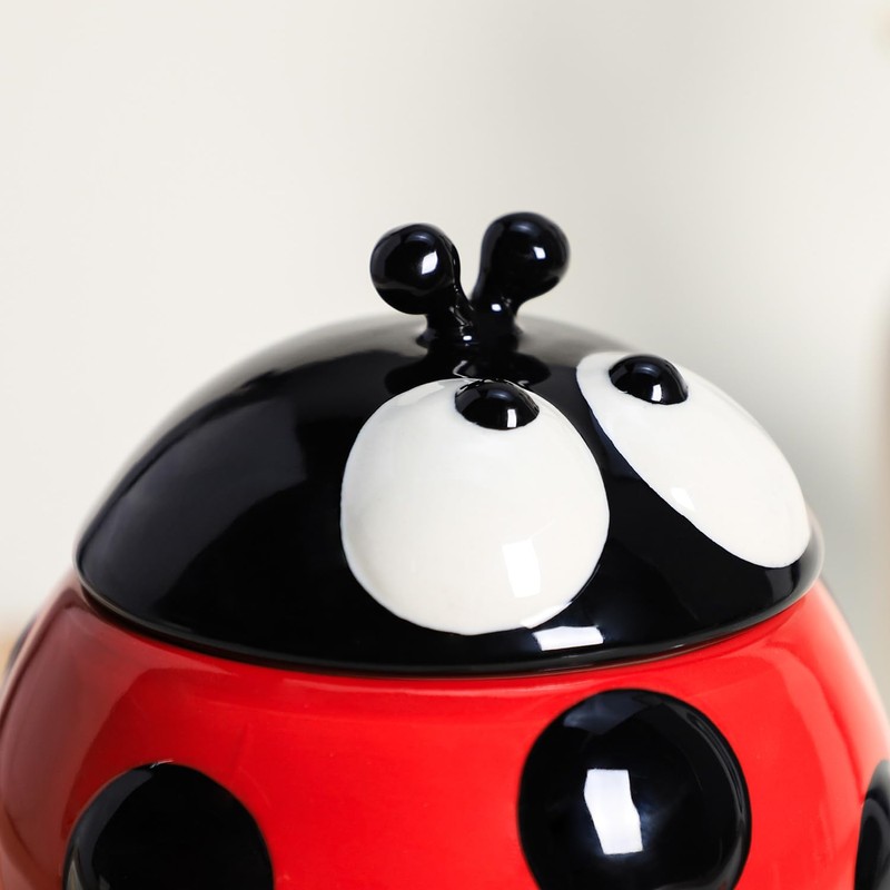 SOCOSY Ceramic Ladybug Sugar Bowl with Lid, Sugar Container, Sugar