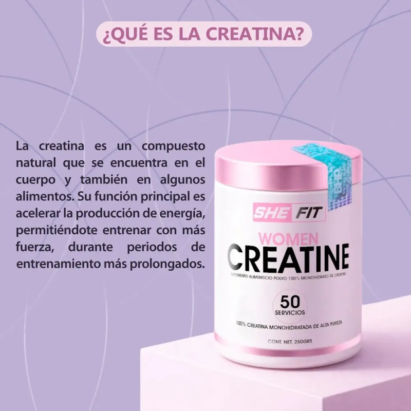 SHE FIT Women Creatina 250 Gr 50 Serv Sabor Sin
