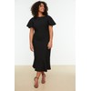 TRENDYOL Women's Midi Bodycon Regular Plus Size Dress, black