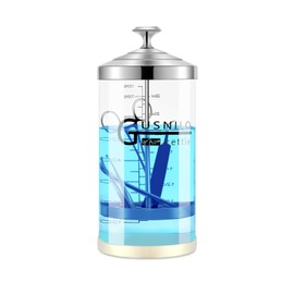 Gusnilo Barber Sanitizer Jar (30 Oz) with Stainless Steel Tray – Ideal for Spa, Salon & Nail Tools