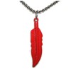 HAWKS HERO RED FEATHER NECKLACE Bird Wing Pendant STAINLESS STEEL