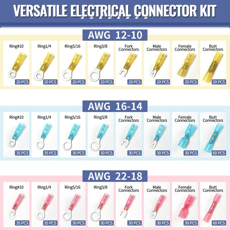 720PCS Marine Grade Heat Shrink Wire Connectors, Sopoby Electrical Connectors