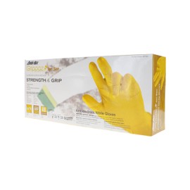 PIP Grippaz Jan San 6 Mil Nitrile 12" Disposable Gloves 48-Pack, Fish Scale Grip, Detergent Solution Resistant, Yellow, Medium (67-306/M)