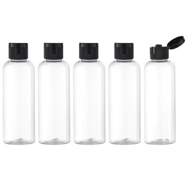 Myll 100 ml Set of 4 Travel Bottles with Flip Top - Empty Dispensers - Containers for Cosmetics with Funnel (Clear)